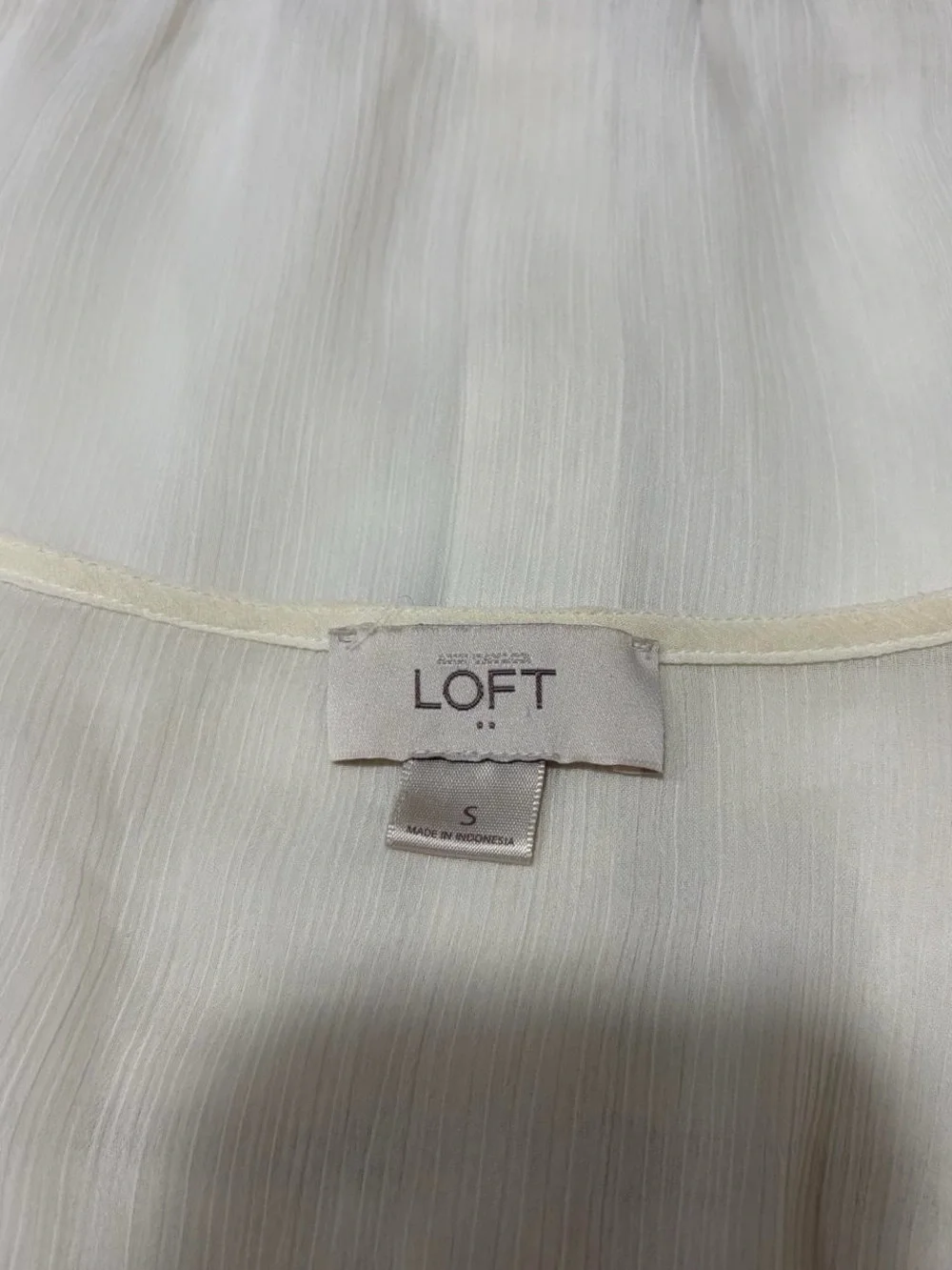 LOFT White Lace-Trim Button Front Peasant Blouse